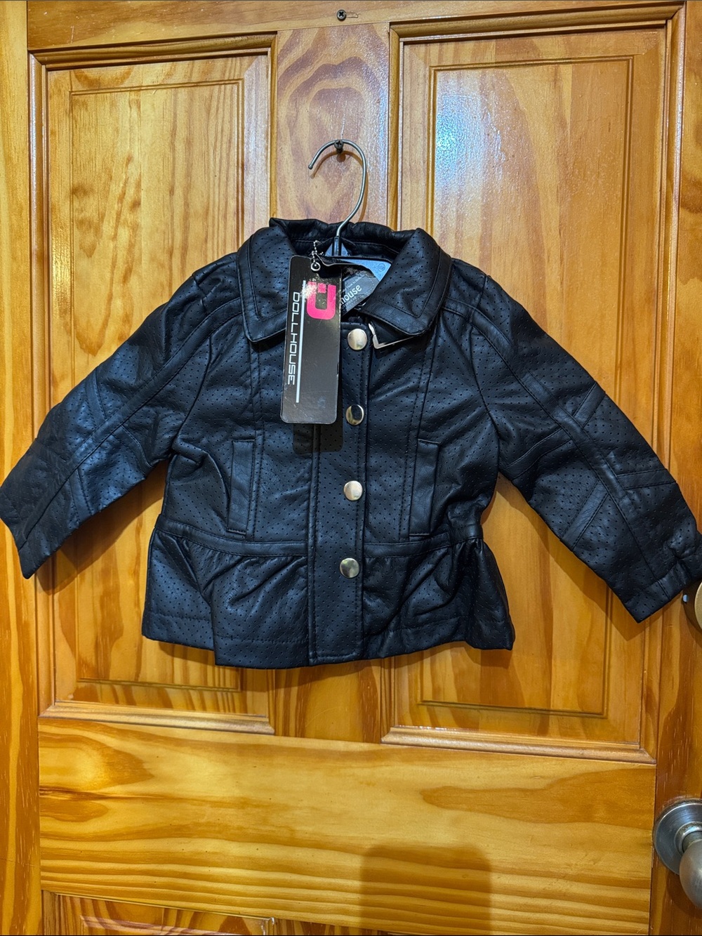 Dollhouse Girls' Black Faux Leather Peplum Jacket - Dollhouse